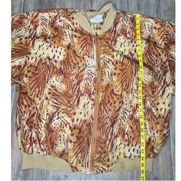 SUMMA SILK Silk Bomber Jacket Vintage Safari Print 90s artsy maximalist  Boho - Picture 4 of 8